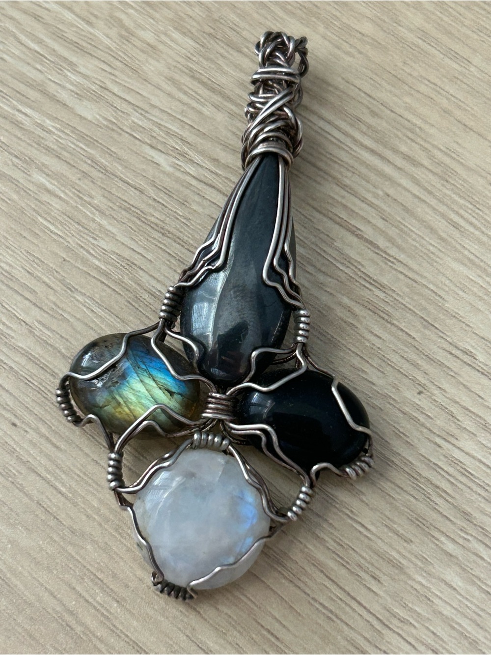 Handcrafted Wire-Wrapped Multi-Stone Pendant